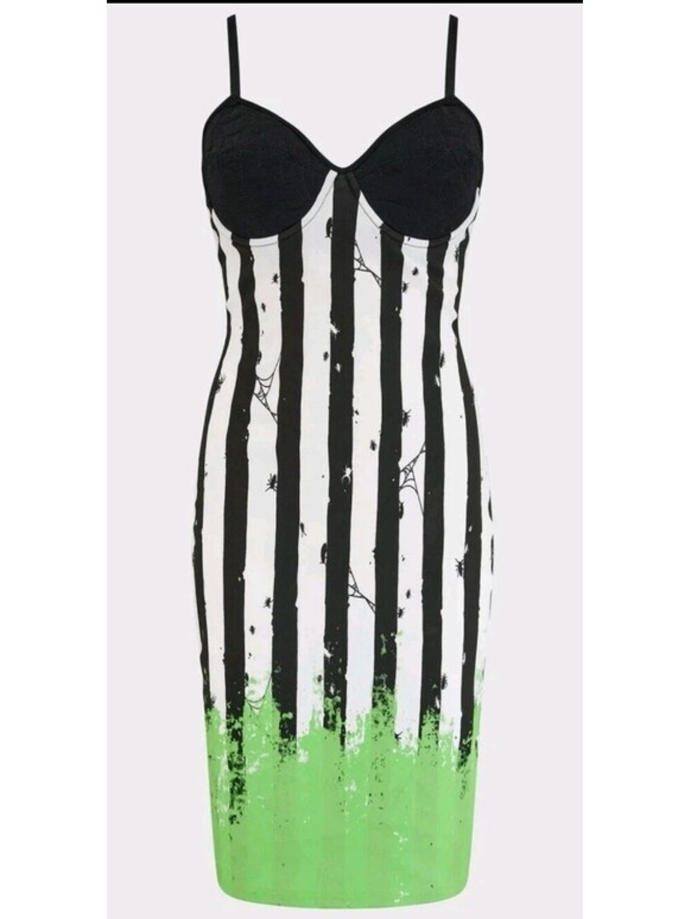 Killstar Beetlejuice Distressed Stripe Bodycon Dress Women's Sz Small NEW